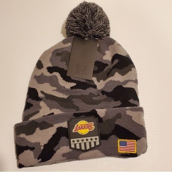 Other - NEW LA Lakers NBA Salute to Service Camouflage Winter Beanie OSFM Hat Cap
